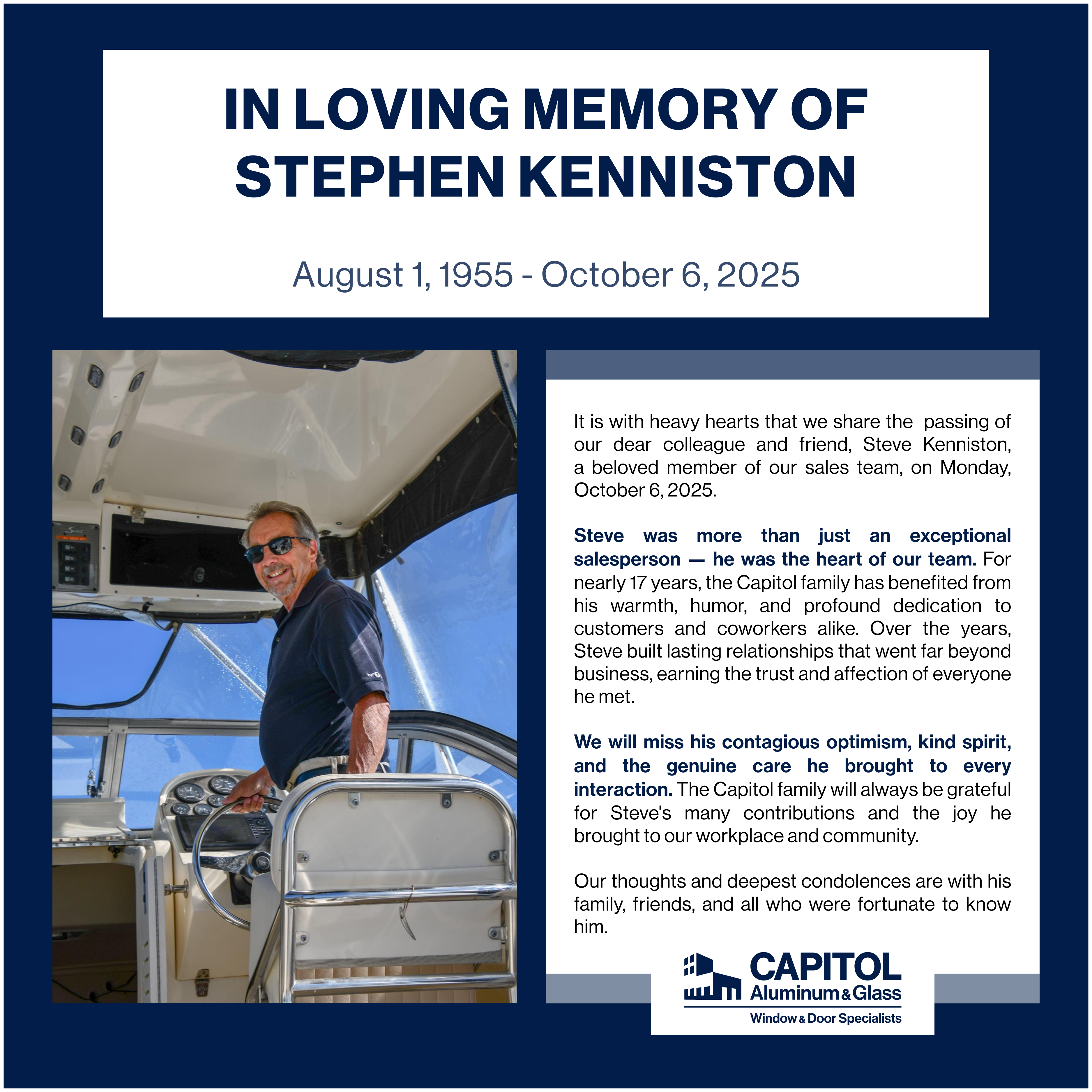 Steve Kenniston Death Announcement